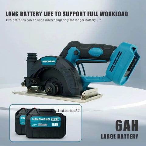 6 Inch Cordless Mini Circular Saw With Brushless Motor And 21 Volt 6 Ah Battery, 3 Speed Adjustable Up To 6000 Rpm, Zero Effort Bevel Tilting And Fast Charger Included For Ripping Through Wood Or Aluminum