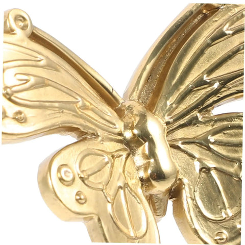 Close-up of gold vintage butterfly cabinet knob drawer pull for cabinets and furniture retro metal hardware for wardrobe