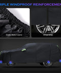 Toyota 4Runner Custom Fit 6 Layer Waterproof SUV Cover All Weather Outdoor Exterior Shield Black with elastic strap