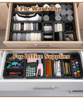 9 Piece Stackable Drawer Organizer Trays Set With Modular Design for Desk Vanity Makeup Storage in wardrobe and office drawers