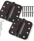Heavy Duty 4 Inch Self Closing Spring Door Hinges Two Pack with adjustable tool and screws in oil rubbed bronze finish.