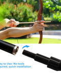 Person using a recurve bow with focus on Beefy 12 Pack 100 Grain Archery Field Points For 5 16 Inch Arrows Practice Arrow Tips