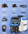 3 In 1 MIG TIG Stick Welder 135A 110V Flux Core Gasless Portable Wire Feed Welder With Auto Darkening Helmet and accessories