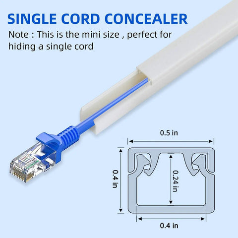Cord Hider Wall Cable Cover 142 Inch Kit With 9 Channels ROHS And REACH Certified Raceway Concealer showing single cord use
