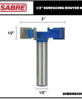 Pro Grade CNC Spoilboard Surfacing Router Bit for Slab Flattening and Planing, One Half Inch Shank, Two Inch Diameter, One Half Inch Cut Height