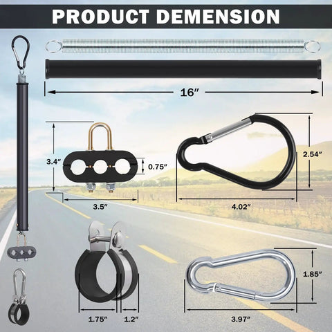 Dimensions of 16 Inch Tender Spring Kit With 3 In 1 Air Line Holder And 3 Hole Clamp Holder For Semi Truck Air Lines