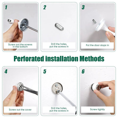 8 Pack Stainless Steel Magnetic Door Stoppers With Screws Magnetic Catch Holder For Wall Or Floor Mount White Door Stops installation steps