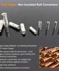8 Pack 2 Gauge Non Insulated Butt Connectors And 8 3 To 1 Dual Wall Heat Shrink Tubing Kit For Solid Or Stranded Copper