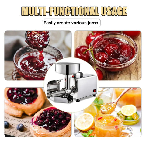 Fresh 450 Watt Electric Tomato Sauce Maker With Powerful Motor For Smooth Strawberry Jam And Puree, showcased with jam creations.