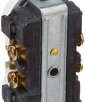 5822-W Straight Blade Single Receptacle 250 Vac 20 A 2 Pole 3 Wire White With Heavy Duty Brass Contacts Large Head Terminal Screws Captive Mounting Screws And Backed Out Staked Terminals No Hassle Wiring, side view