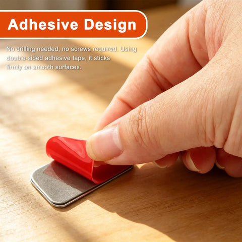 12 Pack No Drill Magnetic Cabinet Catches Ultra Thin Stainless Steel With Strong Adhesive For Kitchen Bathroom Closet And Rv Door Catching Solutions, hand peeling adhesive layer.