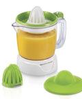Hamilton Beach 34 Oz Electric Citrus Juicer With Silicone Gripper Lid easy press juice extraction and pitcher with pulp slider.