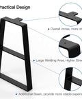 16 Inch Beefy Trapezoid Metal Bench Legs Heavy Duty Solid Steel With Rust Resistant Powder Coat Finish Supports Up To 400 Lbs closeup.