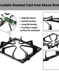 4 Pack Stove Grates Replacement 8.8 x 8.3 Inches Porcelain Enamel Cast Iron For Maytag Amana Inglis Kirkland Kenmore Gas Range Cooktop Burner Grate Set, Durable Heat Retention, Easy Install, Built To Last, Heavy Duty displayed with a caliper showing thickness