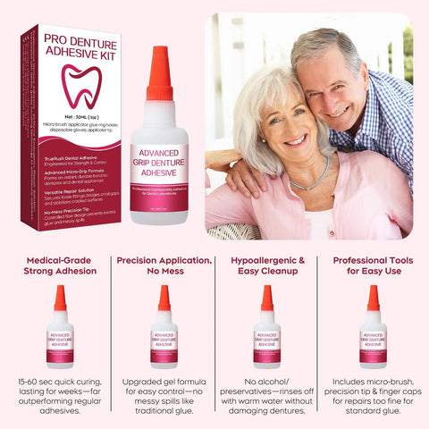 Instant Bonding Dental Glue For Dentures And Lab Tools, Quick Set In 15 To 60 Seconds, Crack Repair And Gap Filling, Long Lasting