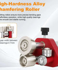 High-hardness alloy chamfering roller with 0.7mm gap, featuring tilting rollers and smooth operation bearings.