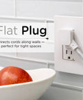 Designer Mini 3-Outlet Power Strip With 18 Inch Braided Cord Grounded Adapter Low Profile Flat Plug ETL Listed White Gray