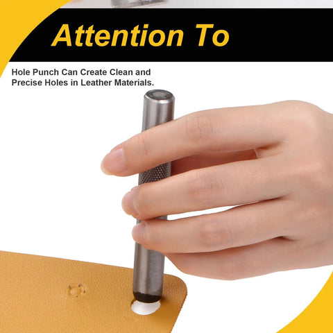 Using Half Inch Metal Stamping Kit 36 Piece Steel Letter Stamp Set With Two Punch Tools for precise holes in leather