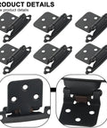 Set Of 10 Self Closing Cabinet Hinges For Wood Metal Plastic Doors, Overlay Flush Cupboard Hinges, Noise Reduction, Black Finish