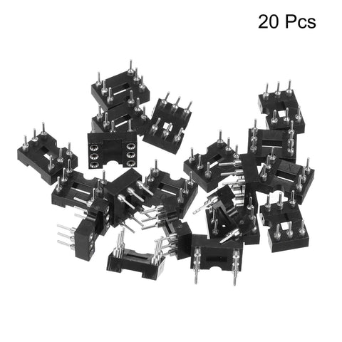 2.54mm Pitch DIP IC Socket Dual Row 6 Pin Round Pins Connector For Electronics DIY Nerds Prototyping Soldering Friendly