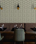 Killer Stripe Pattern Textured Leather Vinyl Wallpaper Rock Solid Commercial Grade Wallcovering For Offices Hotels And Restaurants Paste Required Pro Install in a restaurant setting.