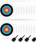 Archery Target Paper Set 20 Pack 24 Inch 60 Cm Ten Ring Targets With Four Target Face Pins for practice and hunting bow shooting.