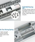 Close-up of Heavy Duty 18 Inch Soft Close Drawer Sliders with solid ball bearing and spring mechanism, 100 lb capacity per pair