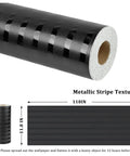 Hella Sleek Black Metallic Stripe Wall Panels With Self Adhesive Backing and Sound Absorbing Foam, 118in roll showing texture.