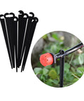 200 Pieces Drip Irrigation Support Stakes And Tubing Hose Holder For One Quarter Inch Tubing, Durable Black Garden Stakes