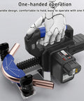 Portable Electric Copper Tube Bender For Ac And Refrigeration Pipes Rechargeable Lithium Battery, showing one-handed operation.