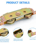 Heavy-Duty Sliding Door Rollers Set With 1-1/4 Inch Steel Ball Bearing Wheels, showcasing adjustable sides and durable construction.