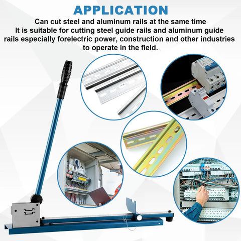 Heavy Duty Pro Grade DIN Rail Cutter With Built In Ruler For Cutting Steel And Aluminum Rails Double Hole Design