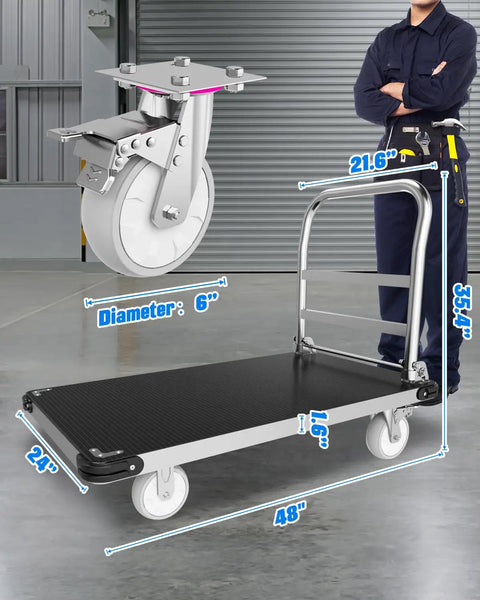 Indestructible Workhorse 2500 Pound Platform Truck With 48 X 24 Inch Foldable Flatbed Cart Delivering Hardcore Steel Strength For Warehouse Moves And Site Hauling Built Different To Handle Any Heavy Duty Task Without Skipping A Beat