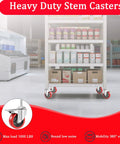 4 Inch Heavy Duty Locking Swivel Caster Wheels Set Of 4 With Half Inch Threaded Stem 13 UNC And 1.25 Inch Stem Length on cart