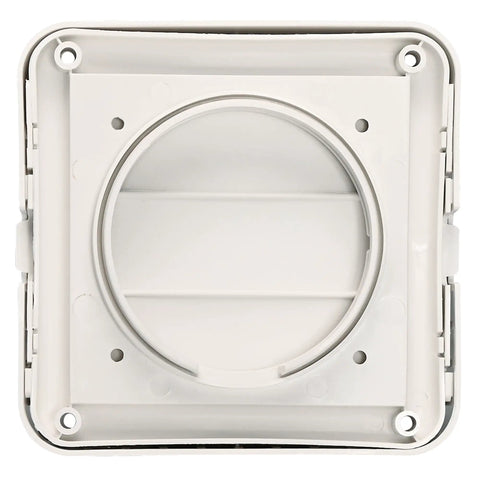 4 Inch Outdoor Dryer Hood With Bird Guard And No Fuss Easy Clean Louvers, Universal Fit, front view with louvers visible