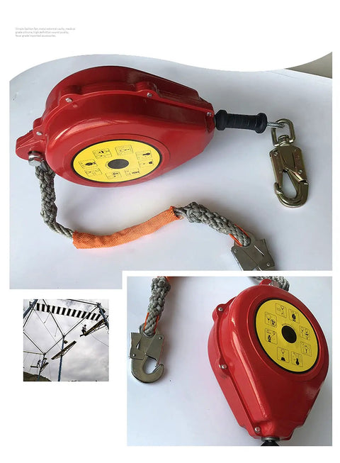 Built Like A Tank Cable Self Retracting Lifeline With Silent Fall Protection Retractable Lanyard Featuring Aviation Steel Wire Rope For Portable Fall Arrest Safety On Tripods And Climbing Sites With Three Hundred Kilogram Load Capacity And Rock Solid