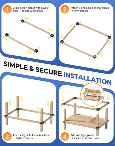 Assembly instructions for Heavy Duty Steel Workbench Bracket Kit 8 Pack 3 Way Right Angle Corner Brackets with Screws