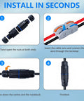 Step-by-step installation of IP68 Waterproof Outdoor Electrical Cable Connector Kit, 10 Pack 2 Way Junction Box With Replaceable Lever Connectors