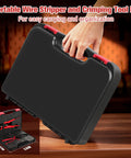 Person holding a carrying case for 3 In 1 Self-Adjusting Wire Stripper And Crimping Tool Kit For 10-24 AWG With Heat Shrink Connectors