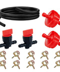 1/4 Inch Fuel Line Hose Kit With Clamps, Valve And Filters For Mowers, Tractors, AtVs, Snowblowers And Dirt Bikes, Universal Fit Rubber Tube 6.56 Ft Long To Kill That Leak And Keep Y Our Ride Smoothing Smooth. black fuel hose, valves, filters, and clamps