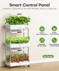 Indoor Hydroponics Garden System With 66 Pod Kit And Dual LED Grow Light showcasing plants on shelves in an urban setting.