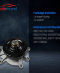 Water Pump With Gasket For 3.7L V6 And 4.7L V8 Engines Fits 1999 To 2013 Jeep Grand Cherokee Liberty Commander Dodge Ram 1500
