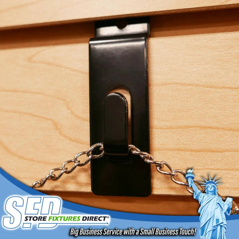Notch Hook Picture Hanger For Slat Grid And Wall Panel Systems Black Finish Heavy Duty Metal Construction Securely Grip Photos Plaques And Small Frames Easy Slide In 10 Pack on wood with chain