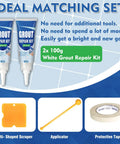 All In One Grout Repair Kit White Fast Dry Filler For Bathroom Kitchen And Shower Easy Fix With Sealer And Replace Grout Pen