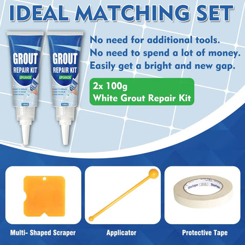 All In One Grout Repair Kit White Fast Dry Filler For Bathroom Kitchen And Shower Easy Fix With Sealer And Replace Grout Pen