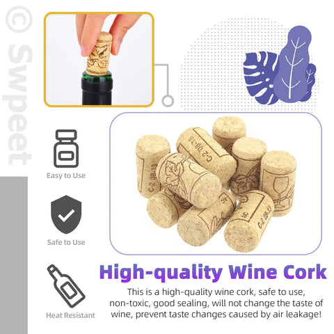 High-quality Wine Corks for bottle sealing, non-toxic, safe to use, with decorative designs, ideal for homebrewing.