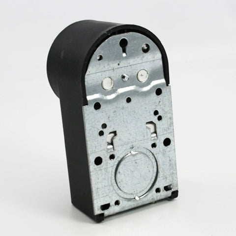 Rear view of Dryer Electrical Receptacle 125 250V 30A NEMA 14 50R, 3 Pole 3 Wire, Black with heavy duty steel mounting strap