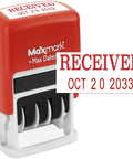 Top Shelf Self Inking Date Stamp For Office Desk With Smooth As Butter Rolling Feel And Crisp Red Ink Stamps Featuring Twelve Year Enduring Bands, showing received stamp with date.