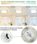 Super Bright Thirty Watt Dimmable Led Flush Mount Ceiling Light With Remote Round Fourteen Inch Fixture showing three color temps