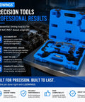 BMW Timing Tool Kit With Camshaft Locking And Crankshaft Alignment Set For N47 N47S N57 2.0L 3.0L Diesel Engines in blue case.